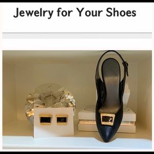 - Gold Black Inlay Shoe Jewelry Clips GRB2